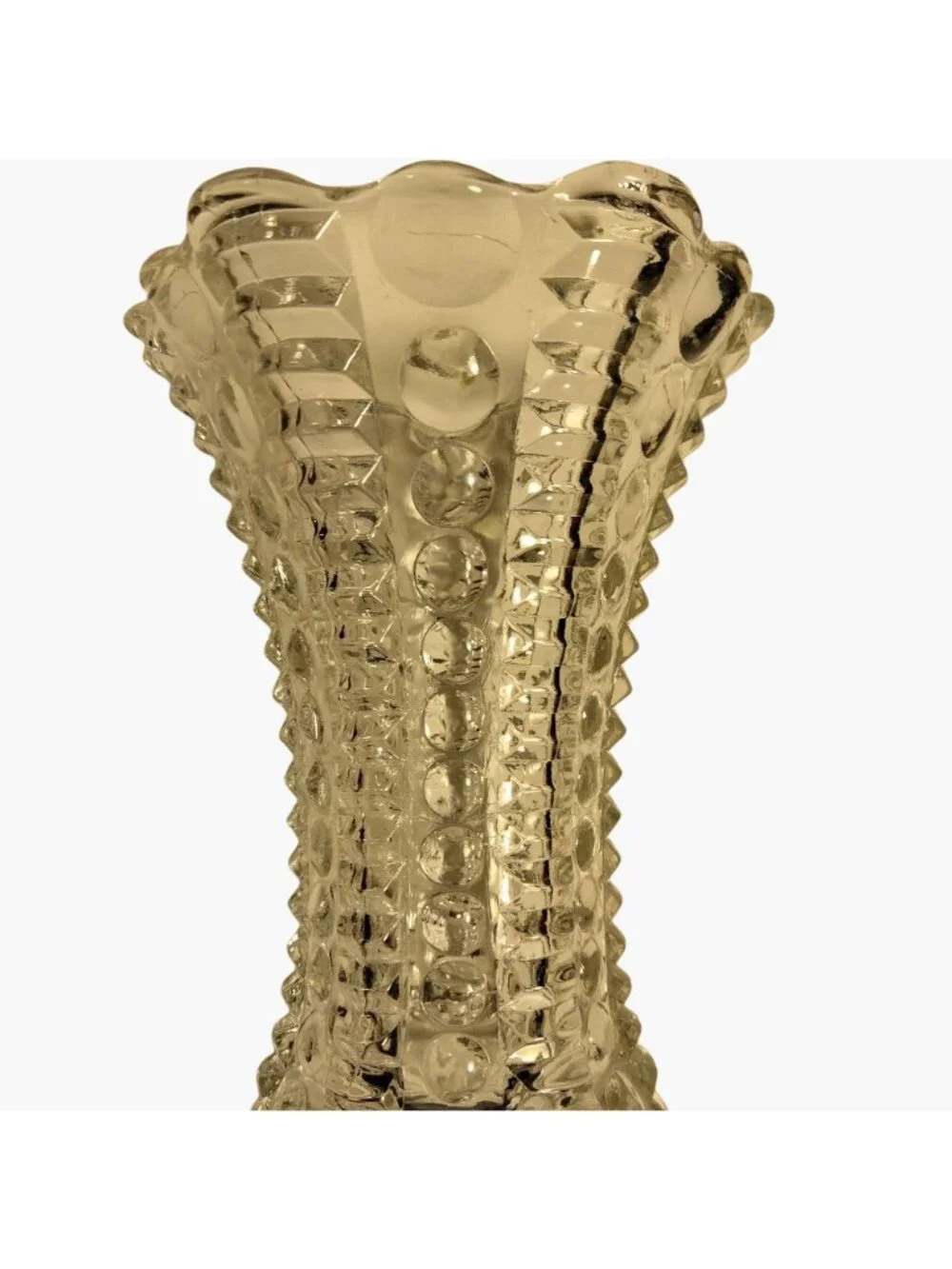 Clear Glass Hobnail Vase Buttons Scalloped Edge 5 Inch - Picture 5 of 6